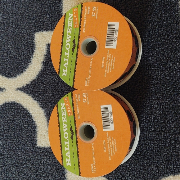 Halloween Glitter Dot Ribbon - 2 Rolls - NWT - Picture 4 of 8